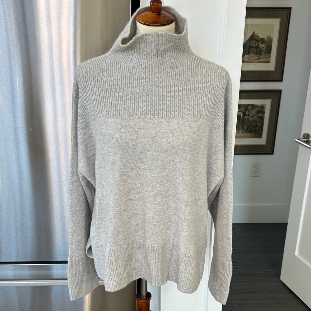 Garnet Hill Heather Gray Mock Neck Women's Sweater XL